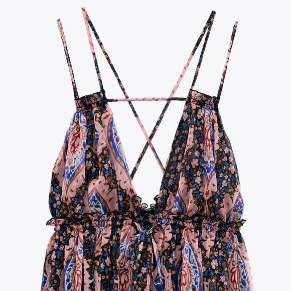Zara Paisley Print Flowy Maxi Dress - Picture 13 of 16
